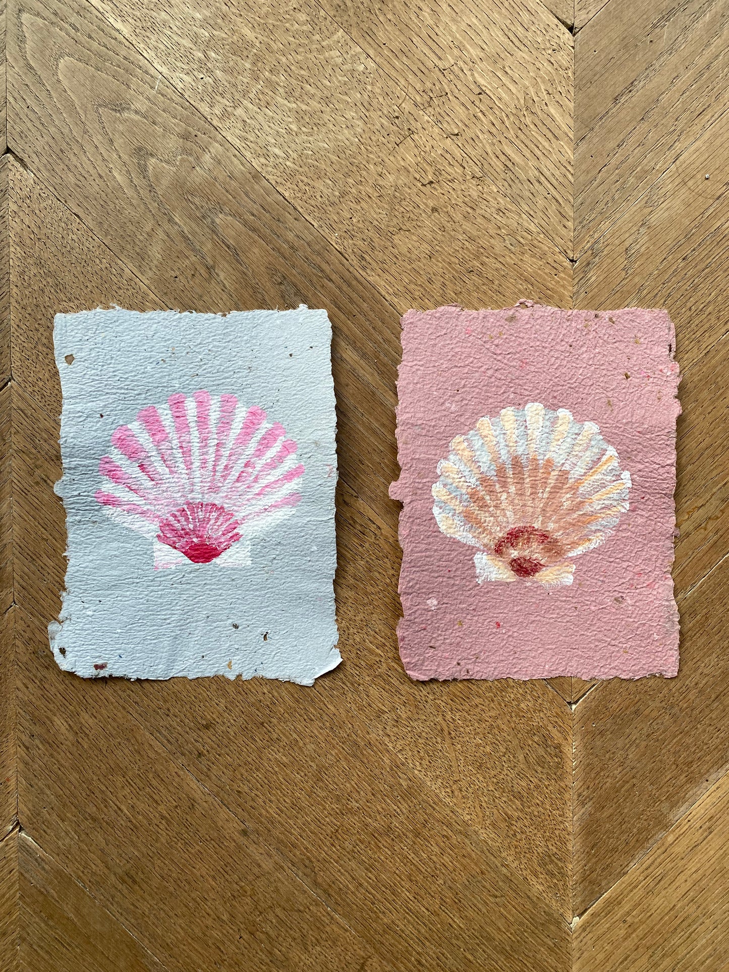 Venusschelp op handgemaakt papier (ingelijst)
