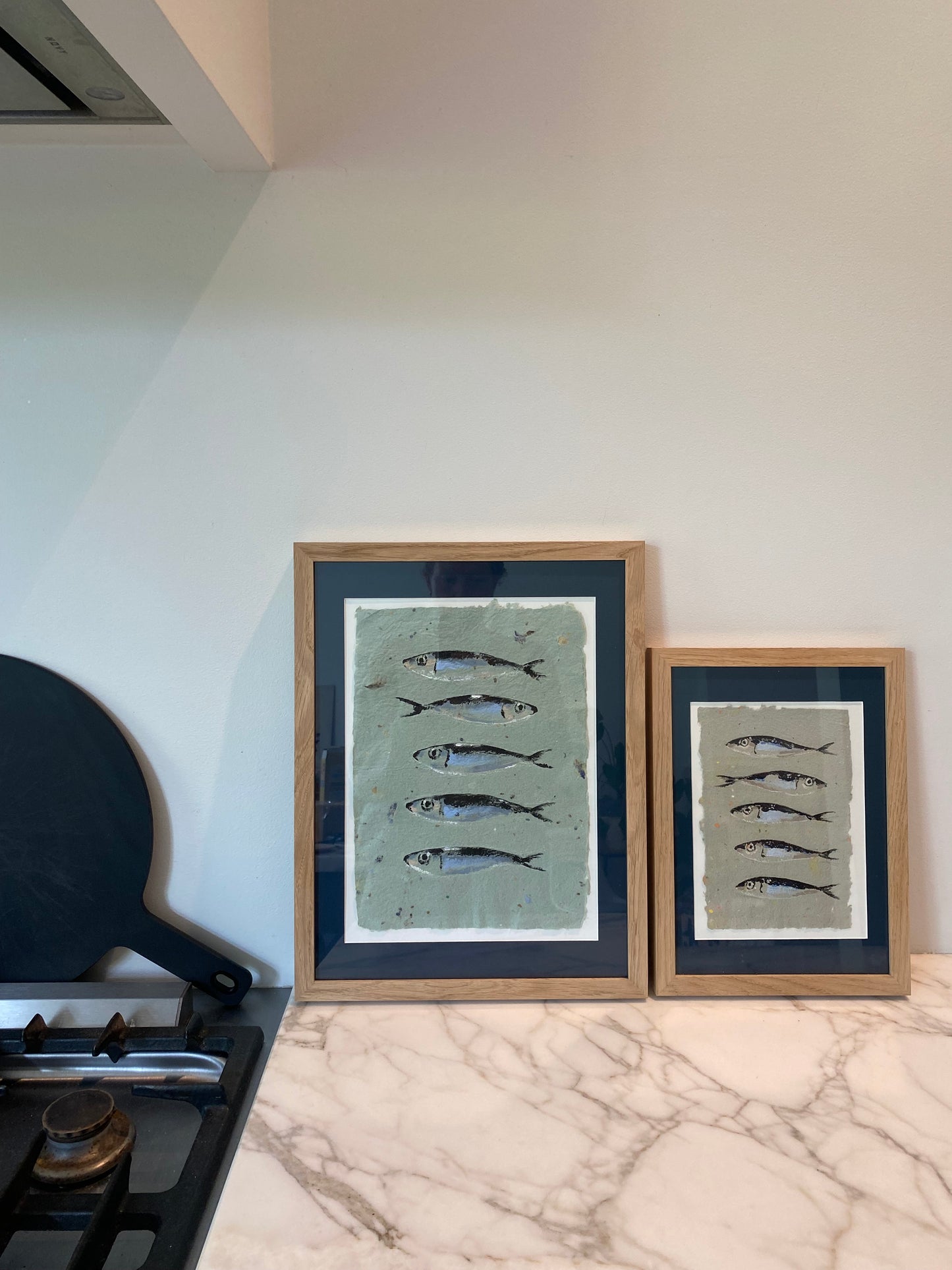 Visjes op handgemaakt papier GROOT (roze)