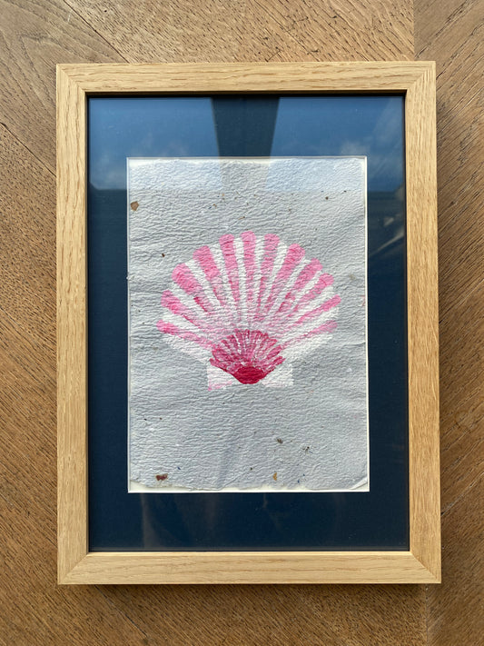 Venusschelp op handgemaakt papier (ingelijst)