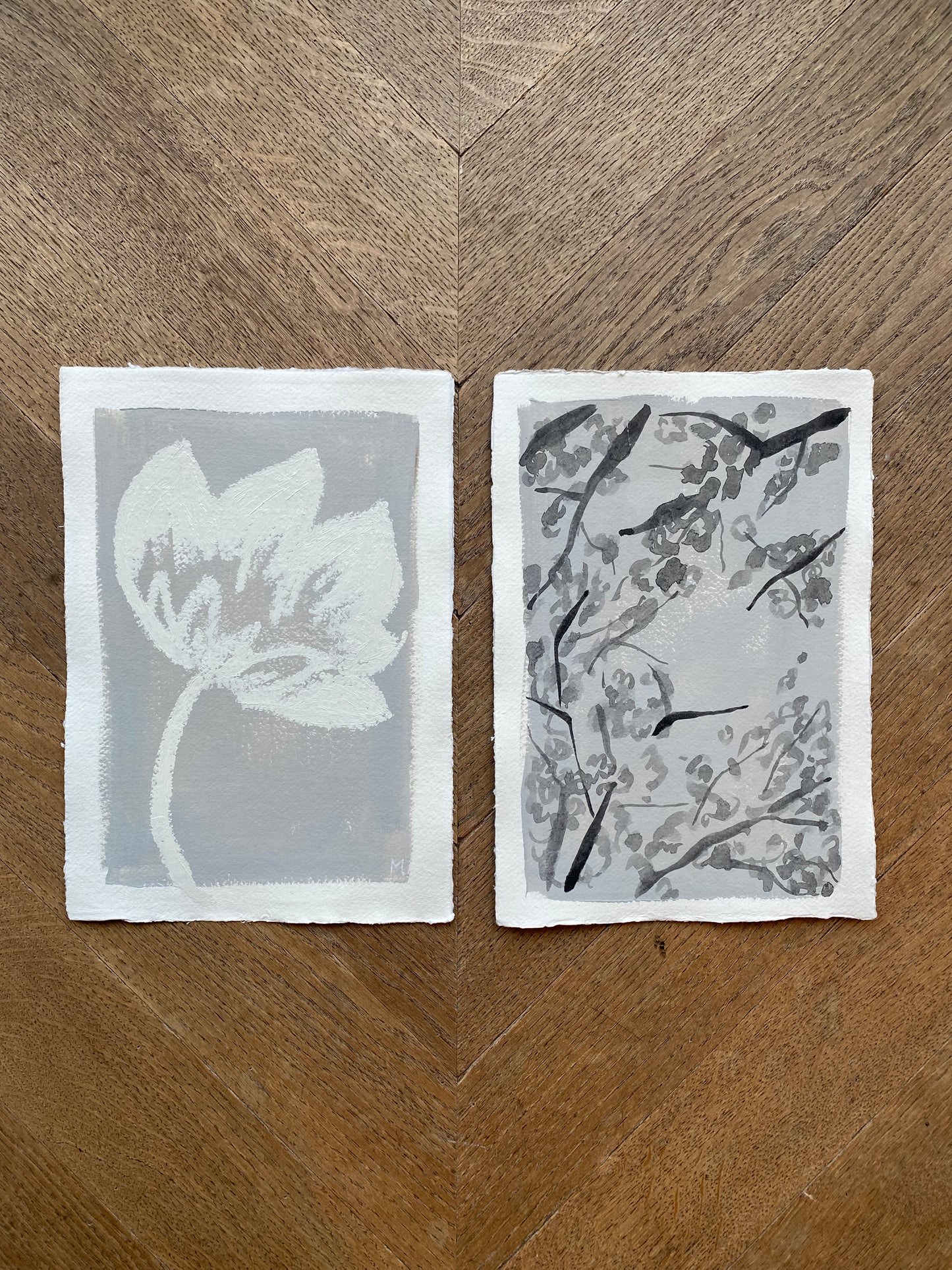 Bloem op handgemaakt papier
